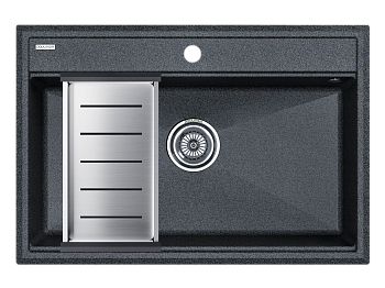 Кухонная мойка + коландер Paulmark PM117551-DG+A375-BS 75х51 цвет графит